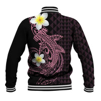Aloha Hammerhead Shark Baseball Jacket Vivacious Pink Hawaiian Kakau Tribal Tattoo LT9 - Polynesian Pride