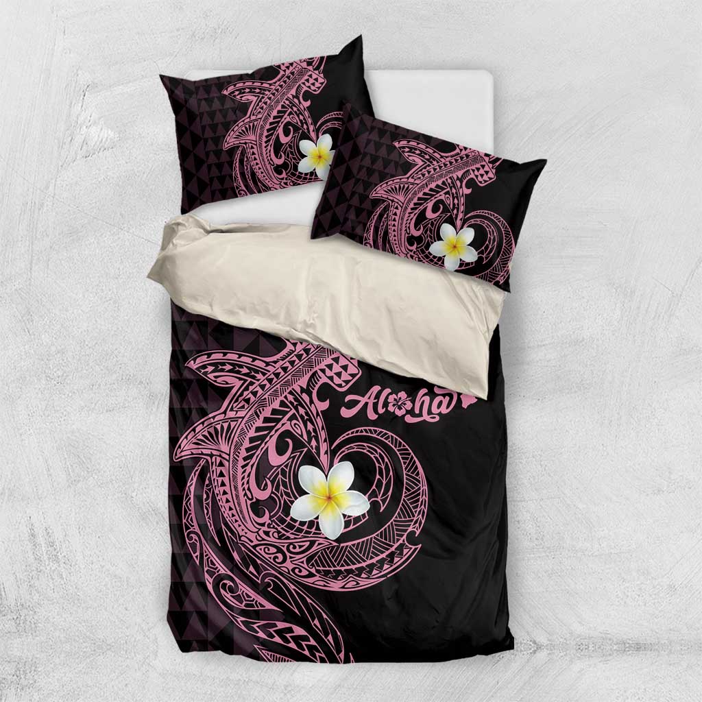Aloha Hammerhead Shark Bedding Set Vivacious Pink Hawaiian Kakau Tribal Tattoo