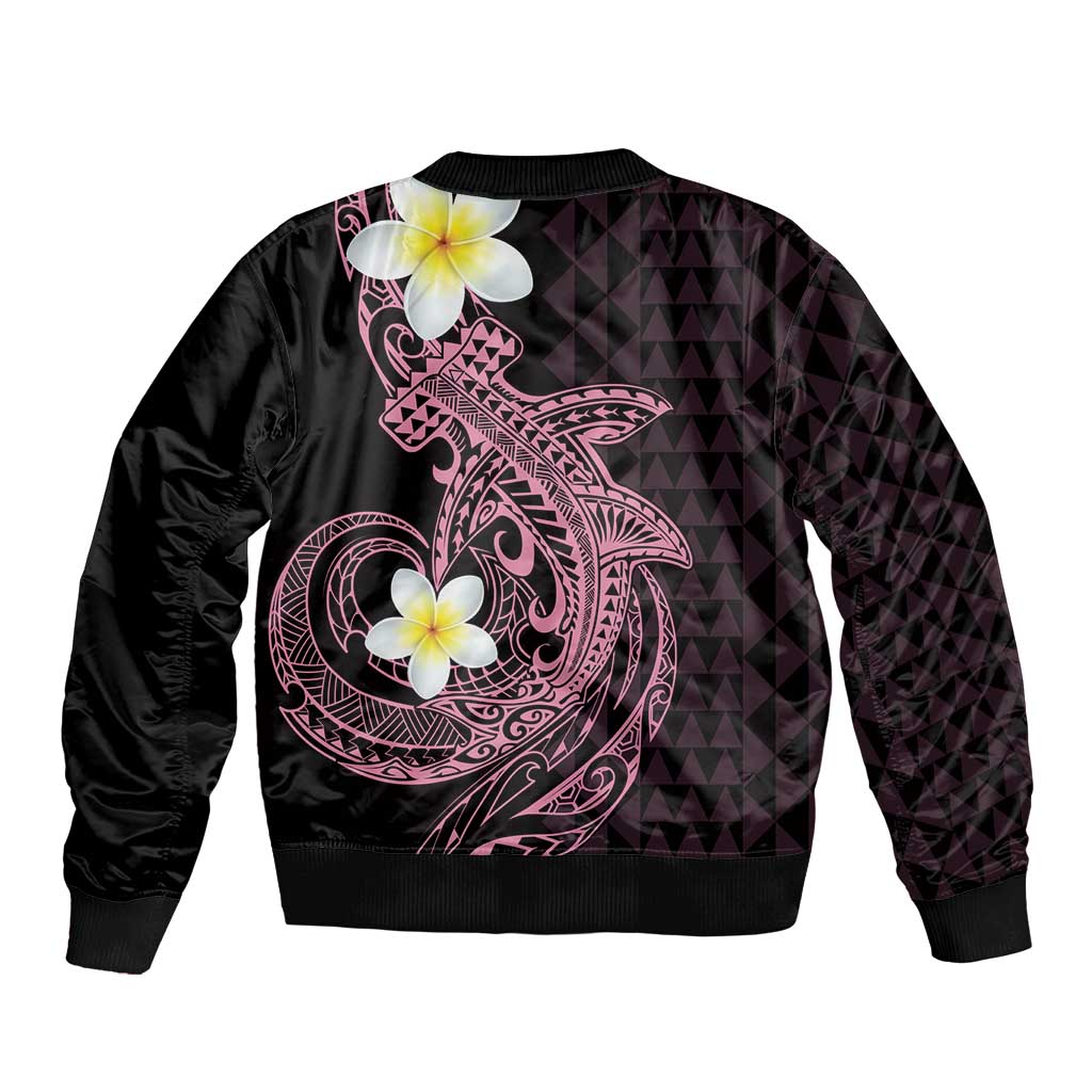 Aloha Hammerhead Shark Bomber Jacket Vivacious Pink Hawaiian Kakau Tribal Tattoo