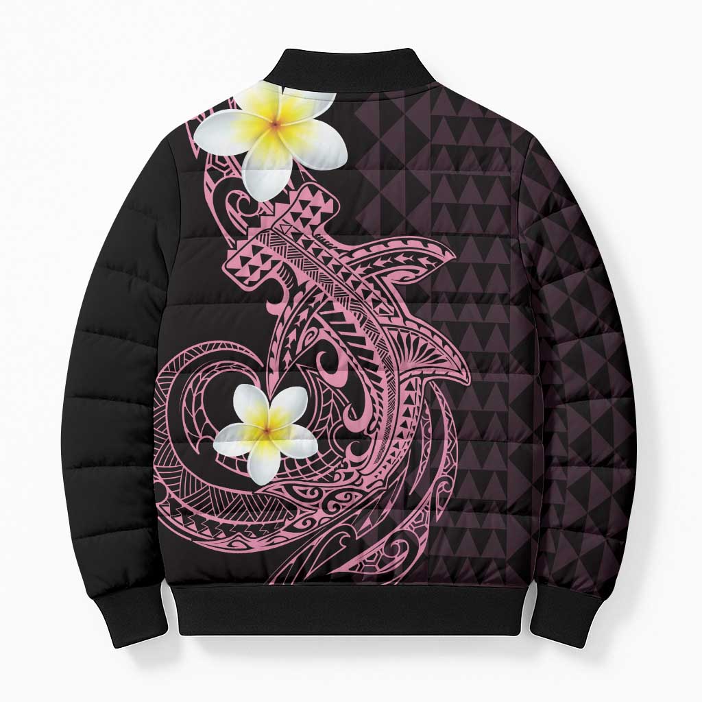 Aloha Hammerhead Shark Bomber Puffer Jacket Vivacious Pink Hawaiian Kakau Tribal Tattoo LT9 - Polynesian Pride