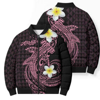 Aloha Hammerhead Shark Bomber Puffer Jacket Vivacious Pink Hawaiian Kakau Tribal Tattoo LT9 - Polynesian Pride
