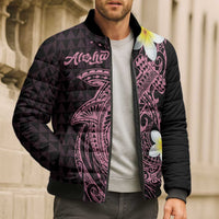 Aloha Hammerhead Shark Bomber Puffer Jacket Vivacious Pink Hawaiian Kakau Tribal Tattoo LT9 - Polynesian Pride