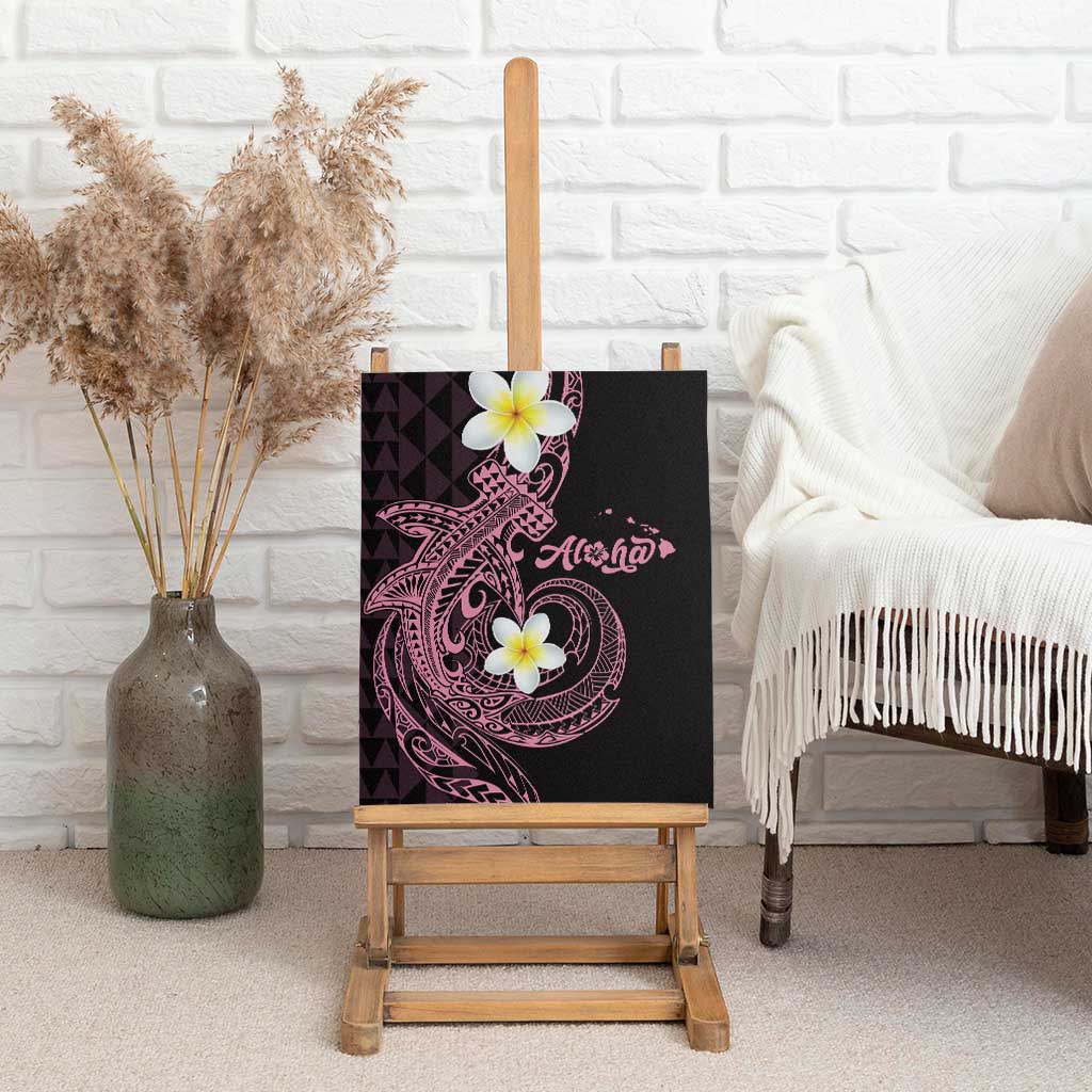 Aloha Hammerhead Shark Canvas Wall Art Vivacious Pink Hawaiian Kakau Tribal Tattoo