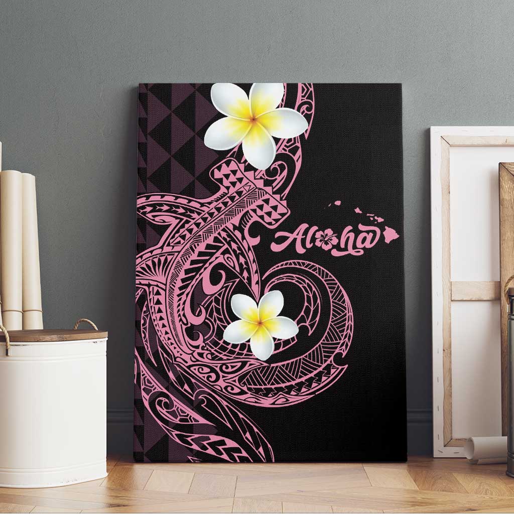 Aloha Hammerhead Shark Canvas Wall Art Vivacious Pink Hawaiian Kakau Tribal Tattoo