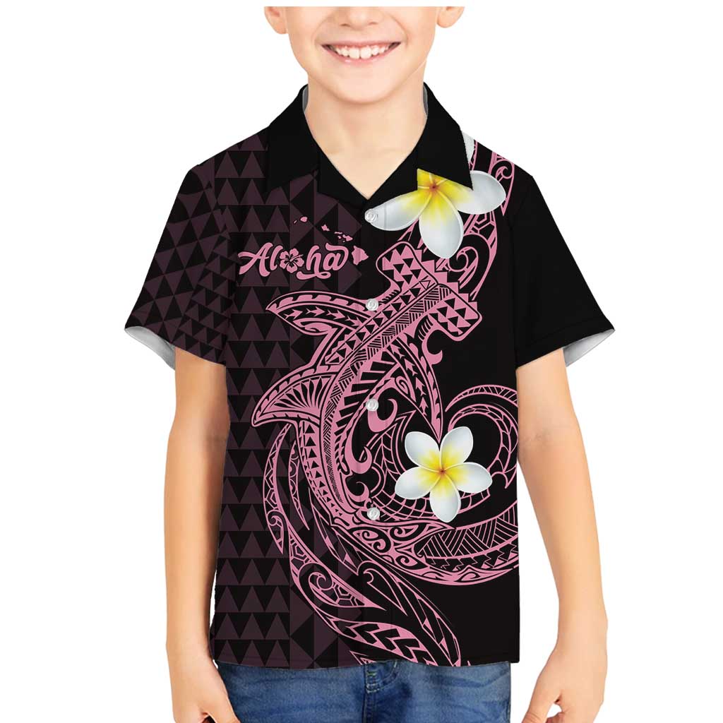 Aloha Hammerhead Shark Family Matching Mermaid Dress and Hawaiian Shirt Vivacious Pink Hawaiian Kakau Tribal Tattoo