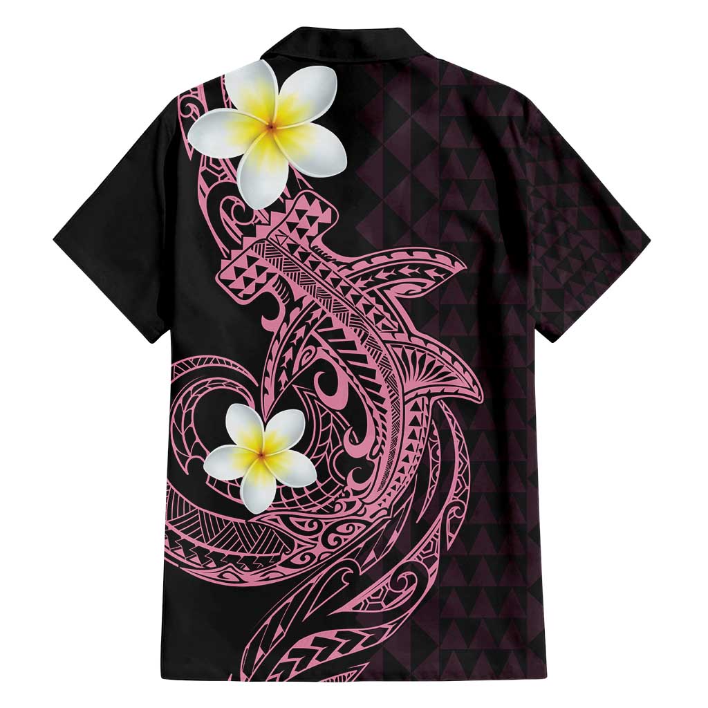 Aloha Hammerhead Shark Family Matching Off Shoulder Maxi Dress and Hawaiian Shirt Vivacious Pink Hawaiian Kakau Tribal Tattoo