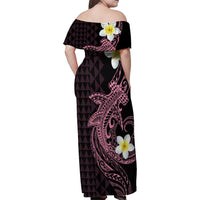 Aloha Hammerhead Shark Family Matching Off Shoulder Maxi Dress and Hawaiian Shirt Vivacious Pink Hawaiian Kakau Tribal Tattoo