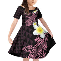 Aloha Hammerhead Shark Family Matching Off Shoulder Short Dress and Hawaiian Shirt Vivacious Pink Hawaiian Kakau Tribal Tattoo