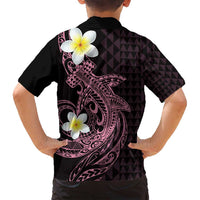 Aloha Hammerhead Shark Family Matching Puletasi and Hawaiian Shirt Vivacious Pink Hawaiian Kakau Tribal Tattoo