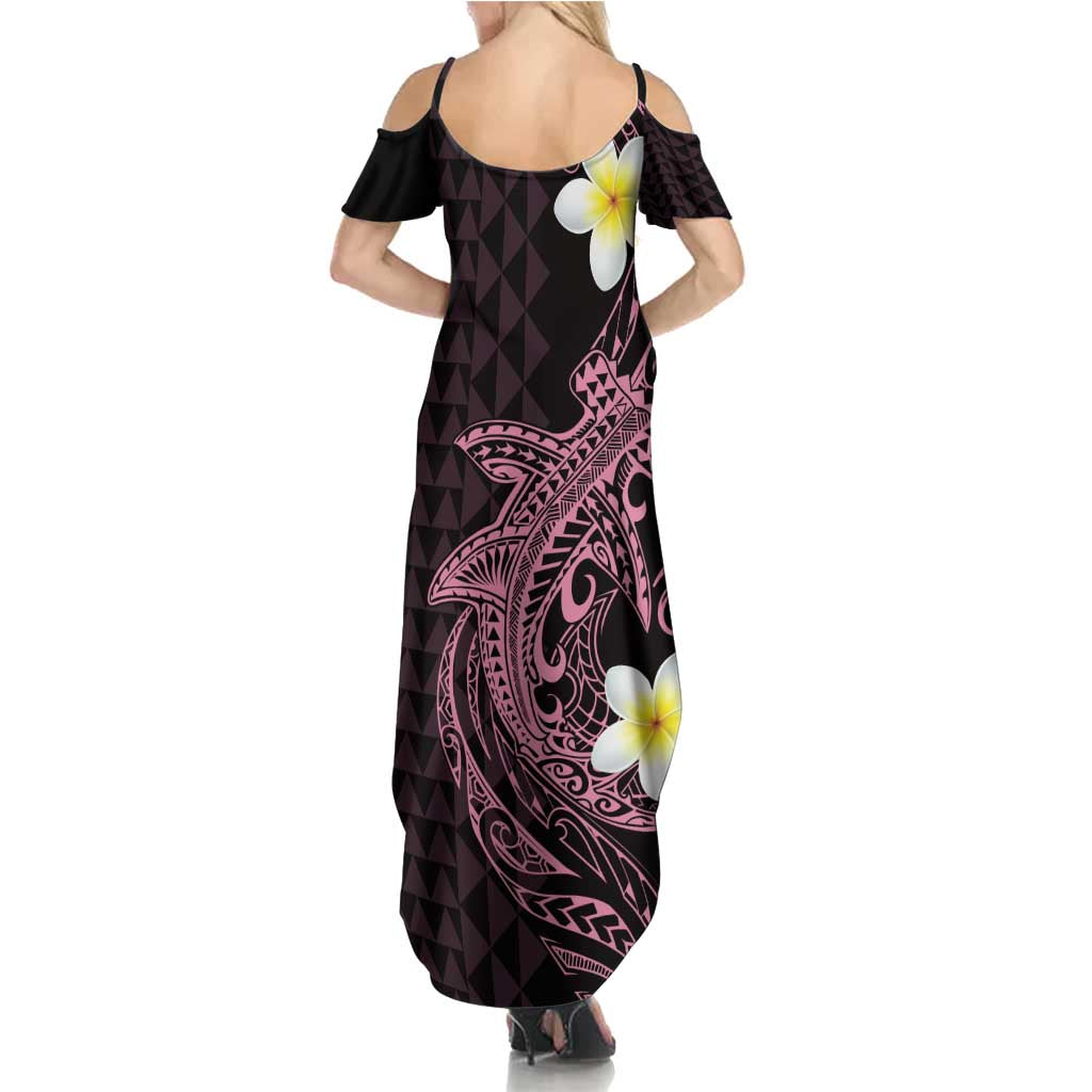 Aloha Hammerhead Shark Family Matching Summer Maxi Dress and Hawaiian Shirt Vivacious Pink Hawaiian Kakau Tribal Tattoo