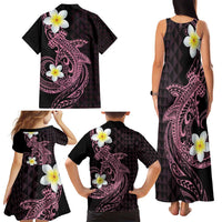 Aloha Hammerhead Shark Family Matching Tank Maxi Dress and Hawaiian Shirt Vivacious Pink Hawaiian Kakau Tribal Tattoo