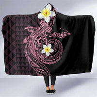 Aloha Hammerhead Shark Hooded Blanket Vivacious Pink Hawaiian Kakau Tribal Tattoo LT9 One Size Pink - Polynesian Pride