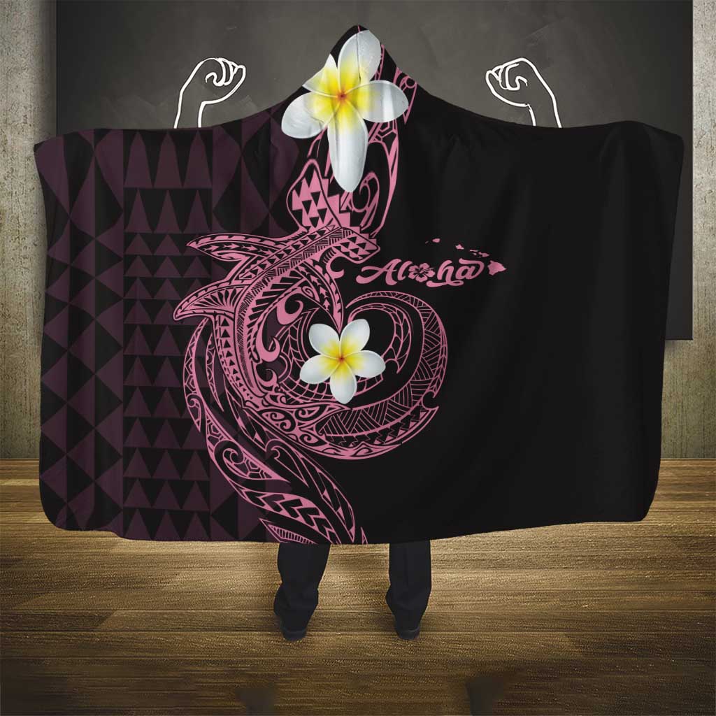 Aloha Hammerhead Shark Hooded Blanket Vivacious Pink Hawaiian Kakau Tribal Tattoo LT9 - Polynesian Pride