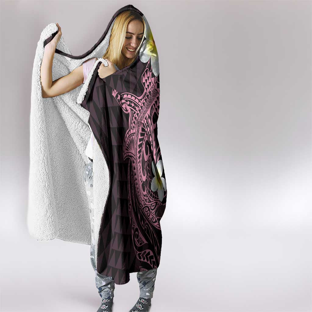 Aloha Hammerhead Shark Hooded Blanket Vivacious Pink Hawaiian Kakau Tribal Tattoo LT9 - Polynesian Pride