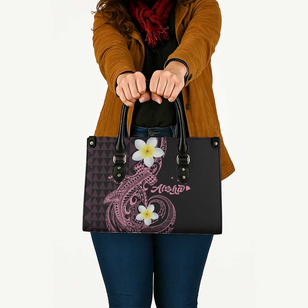 Aloha Hammerhead Shark Leather Bag Vivacious Pink Hawaiian Kakau Tribal Tattoo - Polynesian Pride