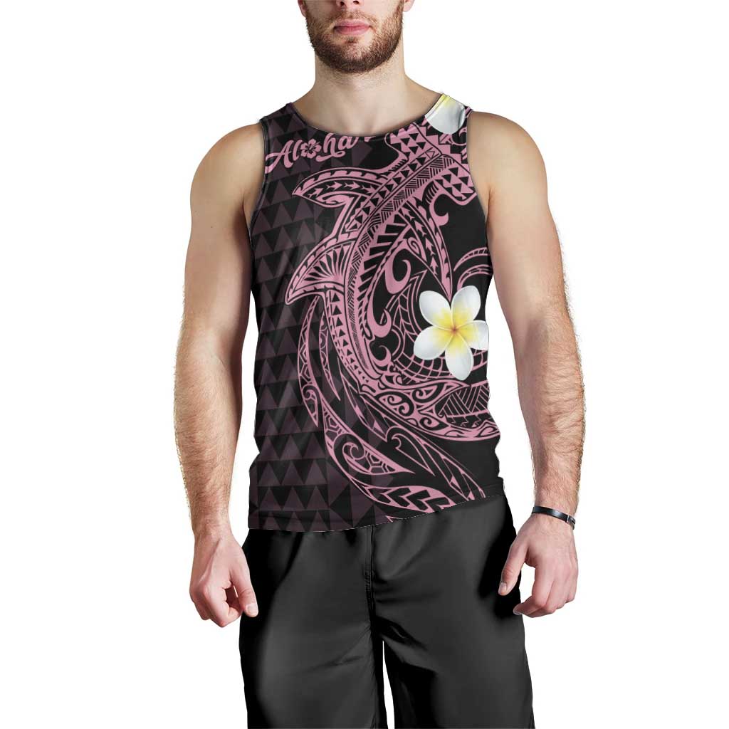 Aloha Hammerhead Shark Men Tank Top Vivacious Pink Hawaiian Kakau Tribal Tattoo