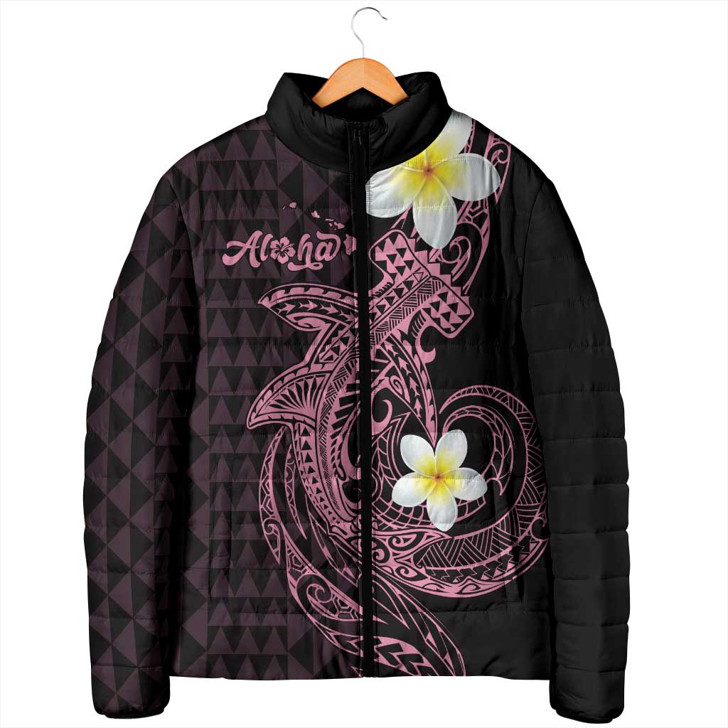 Aloha Hammerhead Shark Padded Jacket Vivacious Pink Hawaiian Kakau Tribal Tattoo LT9 - Polynesian Pride