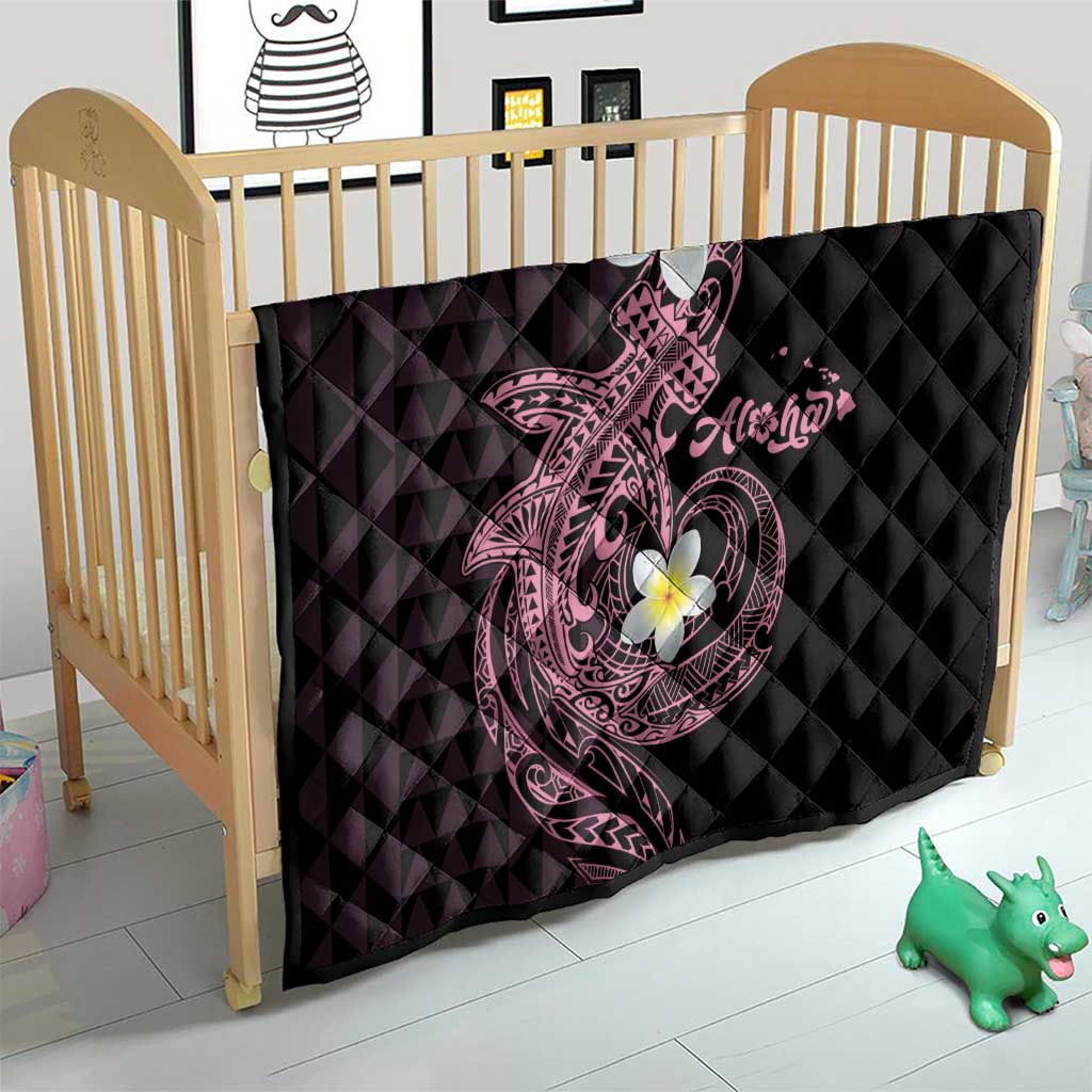 Aloha Hammerhead Shark Quilt Vivacious Pink Hawaiian Kakau Tribal Tattoo