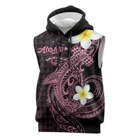 Aloha Hammerhead Shark Sleeveless Hoodie Vivacious Pink Hawaiian Kakau Tribal Tattoo LT9 Pink - Polynesian Pride