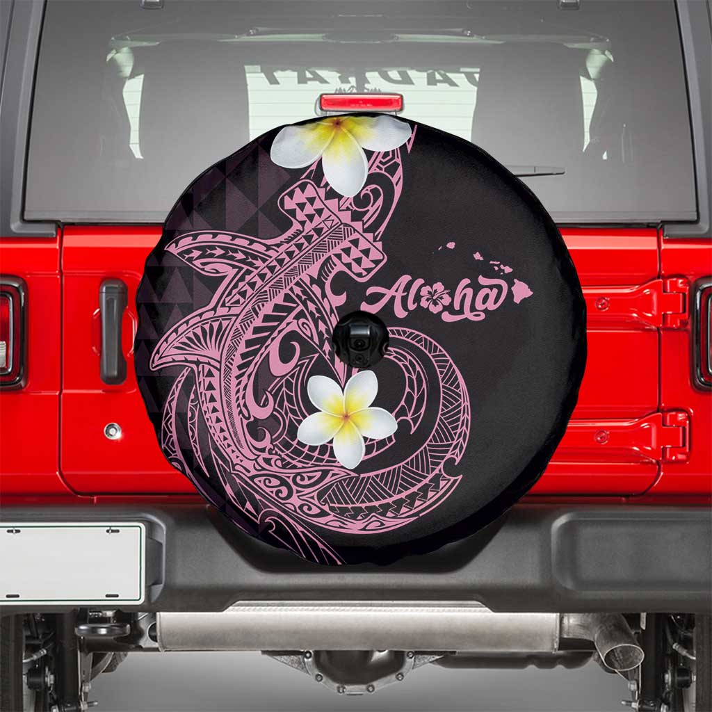 Aloha Hammerhead Shark Spare Tire Cover Vivacious Pink Hawaiian Kakau Tribal Tattoo