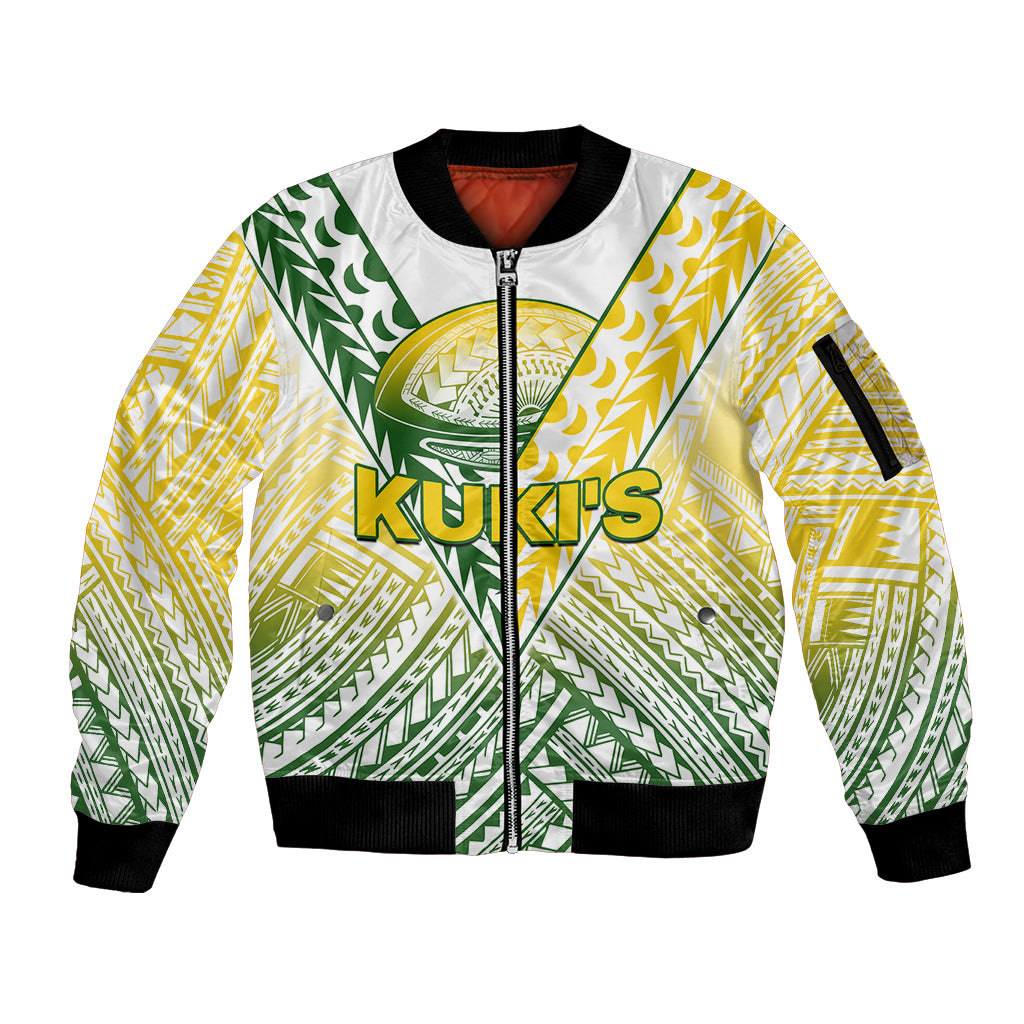 The Kuki's Cook Islands Rugby Sleeve Zip Bomber Jacket Be Unique Vibe White LT9 Unisex White - Polynesian Pride