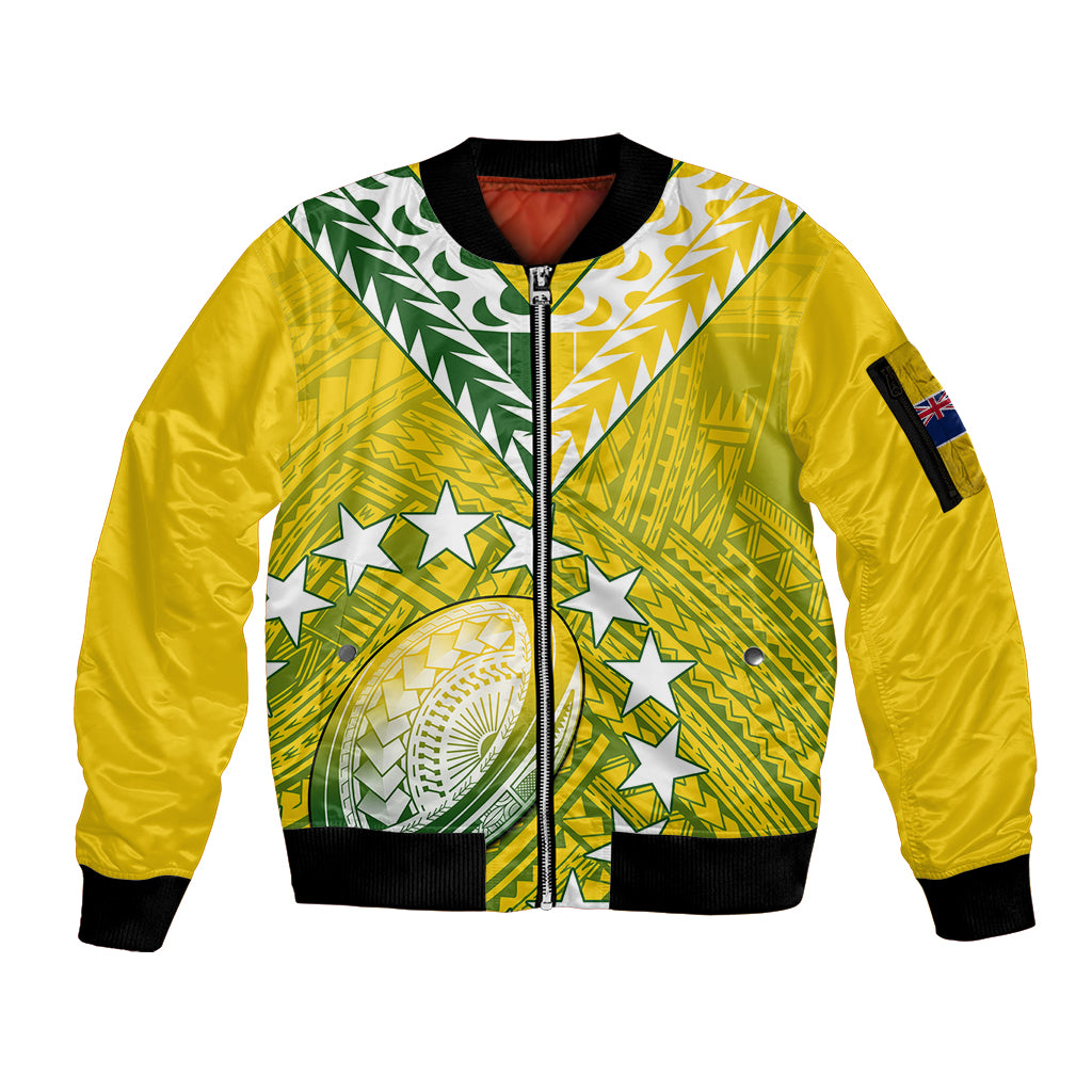 The Kuki's Cook Islands Rugby Sleeve Zip Bomber Jacket Be Unique Vibe Yellow LT9 Unisex Yellow - Polynesian Pride