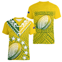 The Kuki's Cook Islands Rugby Women V Neck T Shirt Be Unique Vibe Yellow LT9 Female Yellow - Polynesian Pride