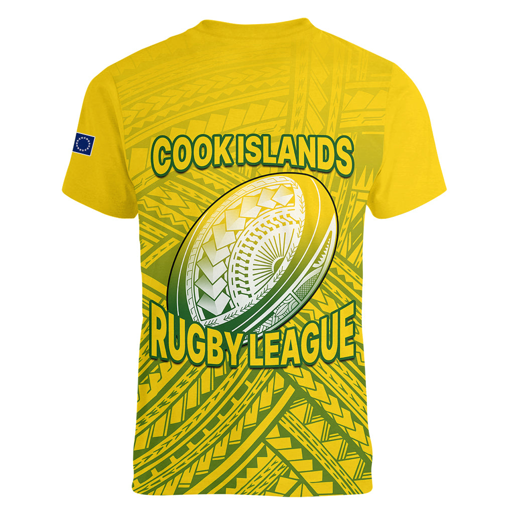 The Kuki's Cook Islands Rugby Women V Neck T Shirt Be Unique Vibe Yellow LT9 - Polynesian Pride