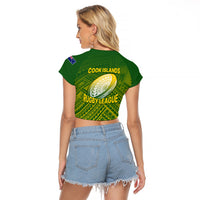 The Kuki's Cook Islands Rugby Raglan Cropped T Shirt Be Unique Vibe Green LT9 - Polynesian Pride
