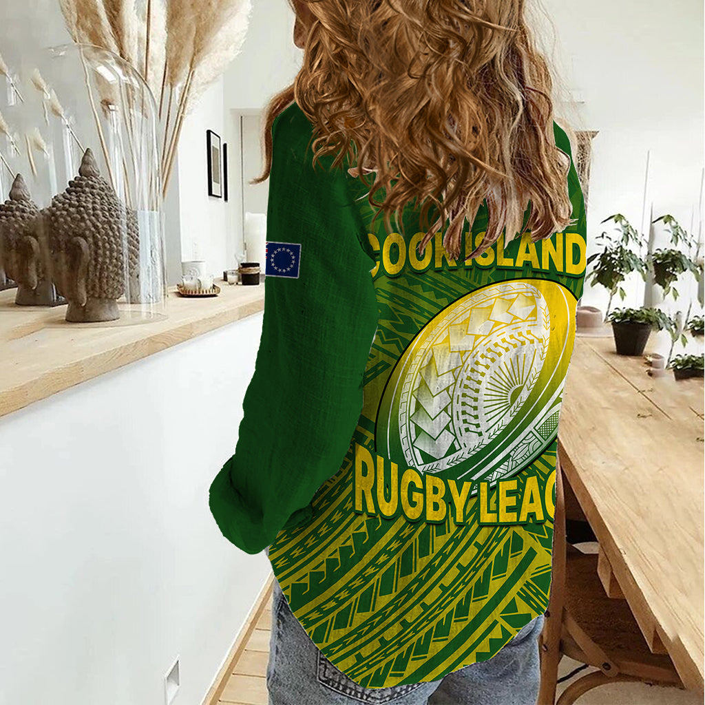 The Kuki's Cook Islands Rugby Women Casual Shirt Be Unique Vibe Green LT9 - Polynesian Pride