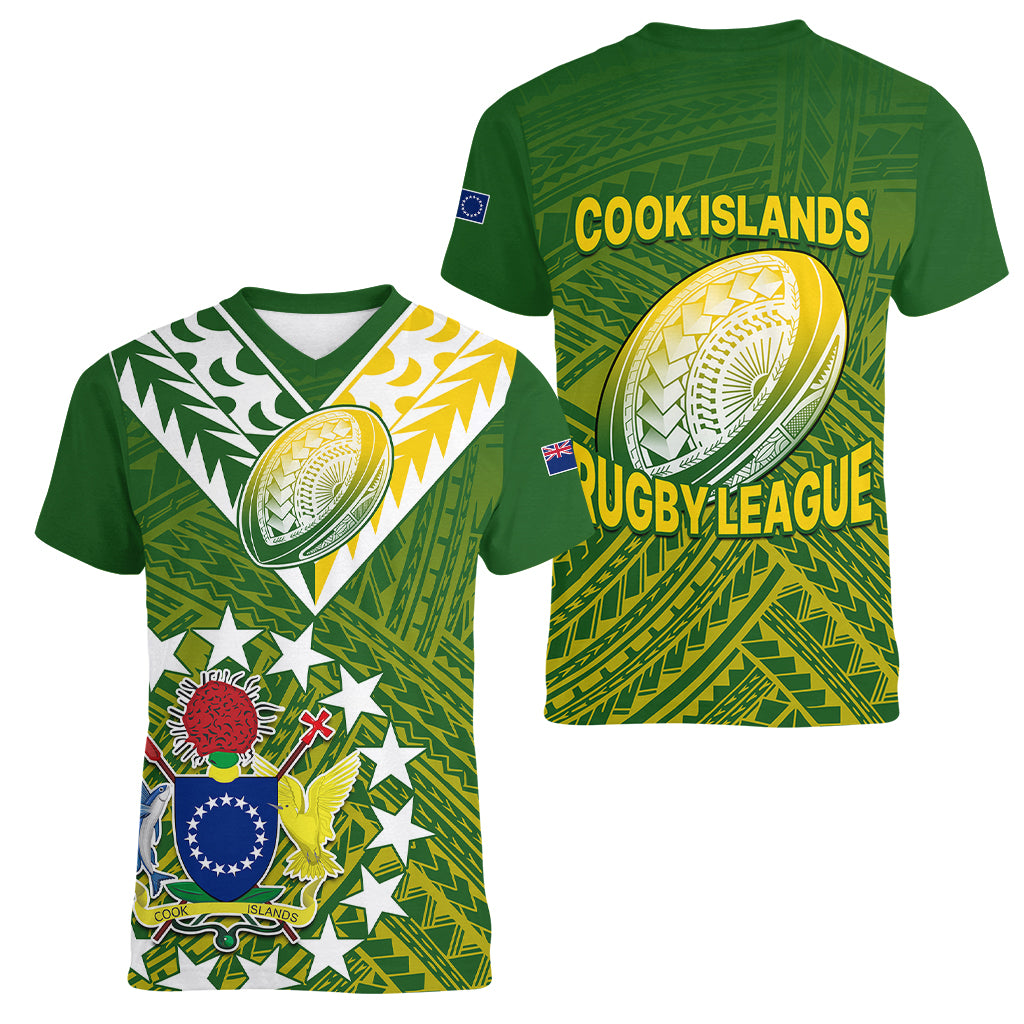 The Kuki's Cook Islands Rugby Women V Neck T Shirt Be Unique Vibe Green LT9 Female Green - Polynesian Pride