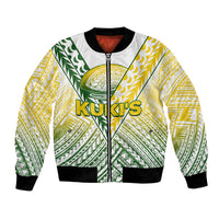 (Custom Text And Number) The Kuki's Cook Islands Rugby Bomber Jacket Be Unique Vibe White LT9 Unisex White - Polynesian Pride