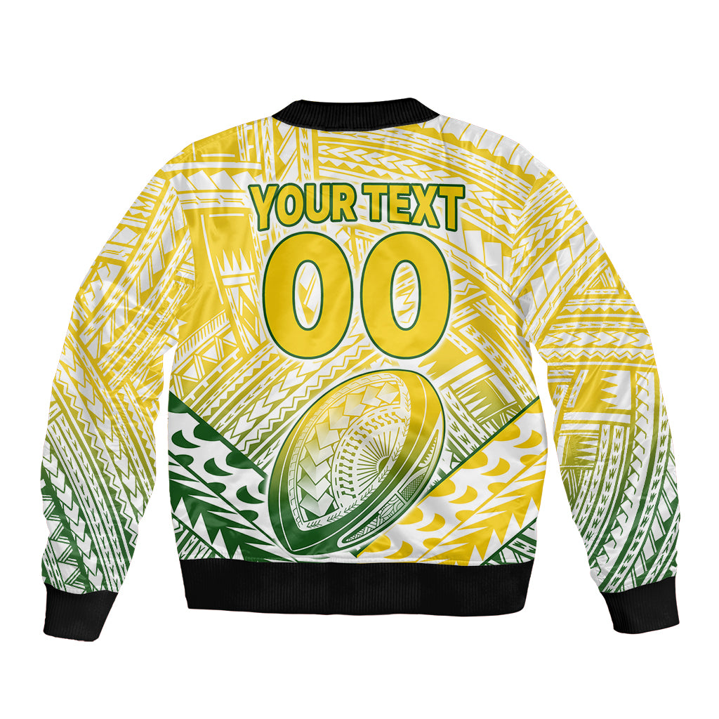 (Custom Text And Number) The Kuki's Cook Islands Rugby Bomber Jacket Be Unique Vibe White LT9 - Polynesian Pride