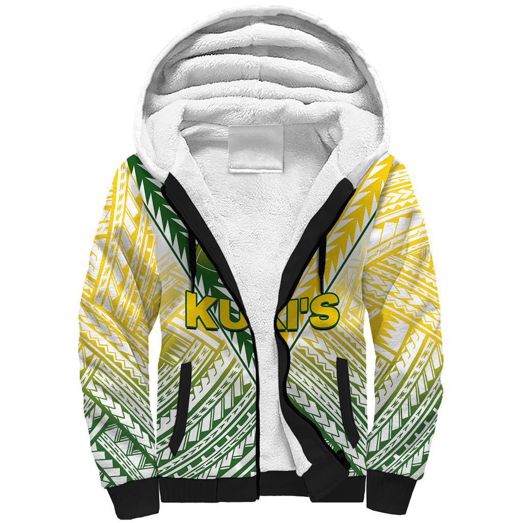 (Custom Text And Number) The Kuki's Cook Islands Rugby Sherpa Hoodie Be Unique Vibe White LT9 Unisex White - Polynesian Pride