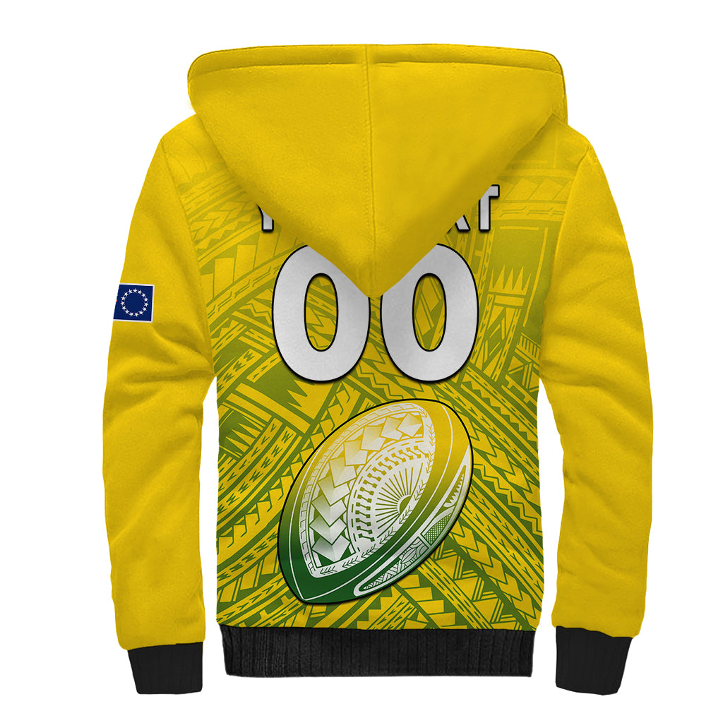 (Custom Text And Number) The Kuki's Cook Islands Rugby Sherpa Hoodie Be Unique Vibe Yellow LT9 - Polynesian Pride