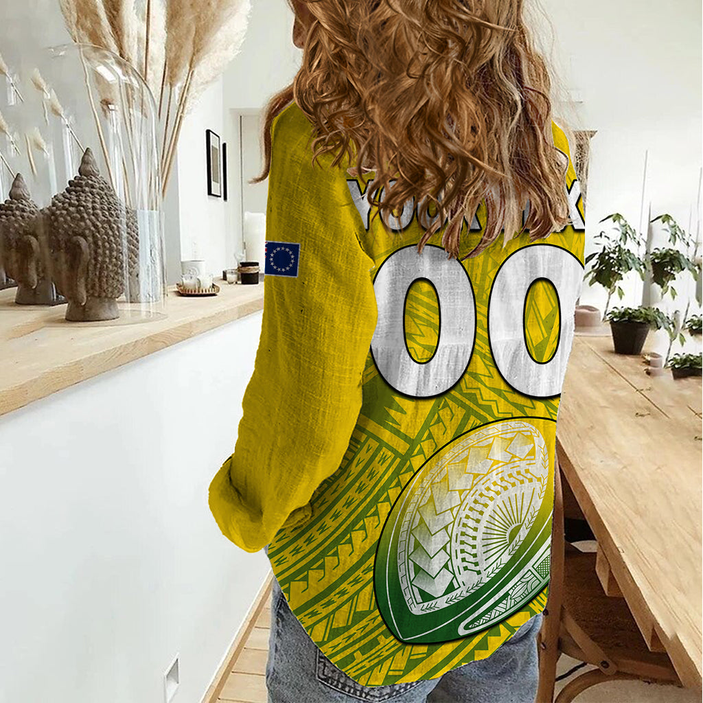 (Custom Text And Number) The Kuki's Cook Islands Rugby Women Casual Shirt Be Unique Vibe Yellow LT9 - Polynesian Pride