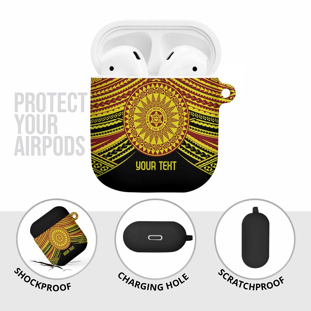 Personalised Tonga Ha apai High School AirPods Case Ngatu Fonulei Pattern - Polynesian Pride