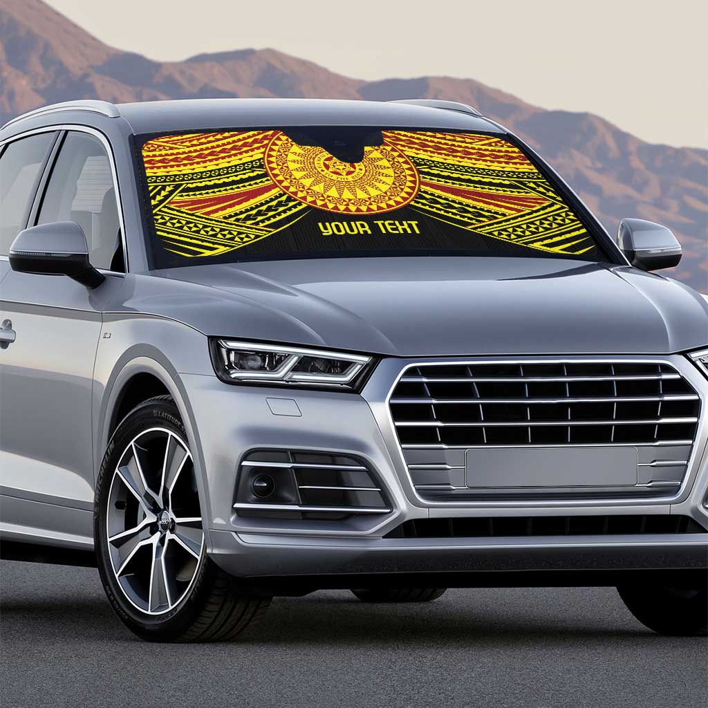 Personalised Tonga Ha apai High School Auto Sun Shade Ngatu Fonulei Pattern - Polynesian Pride
