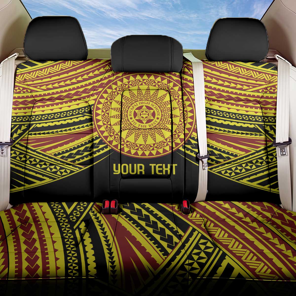 Personalised Tonga Ha apai High School Back Car Seat Cover Ngatu Fonulei Pattern