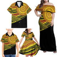 Personalised Tonga Ha apai High School Family Matching Off Shoulder Maxi Dress and Hawaiian Shirt Ngatu Fonulei Pattern
