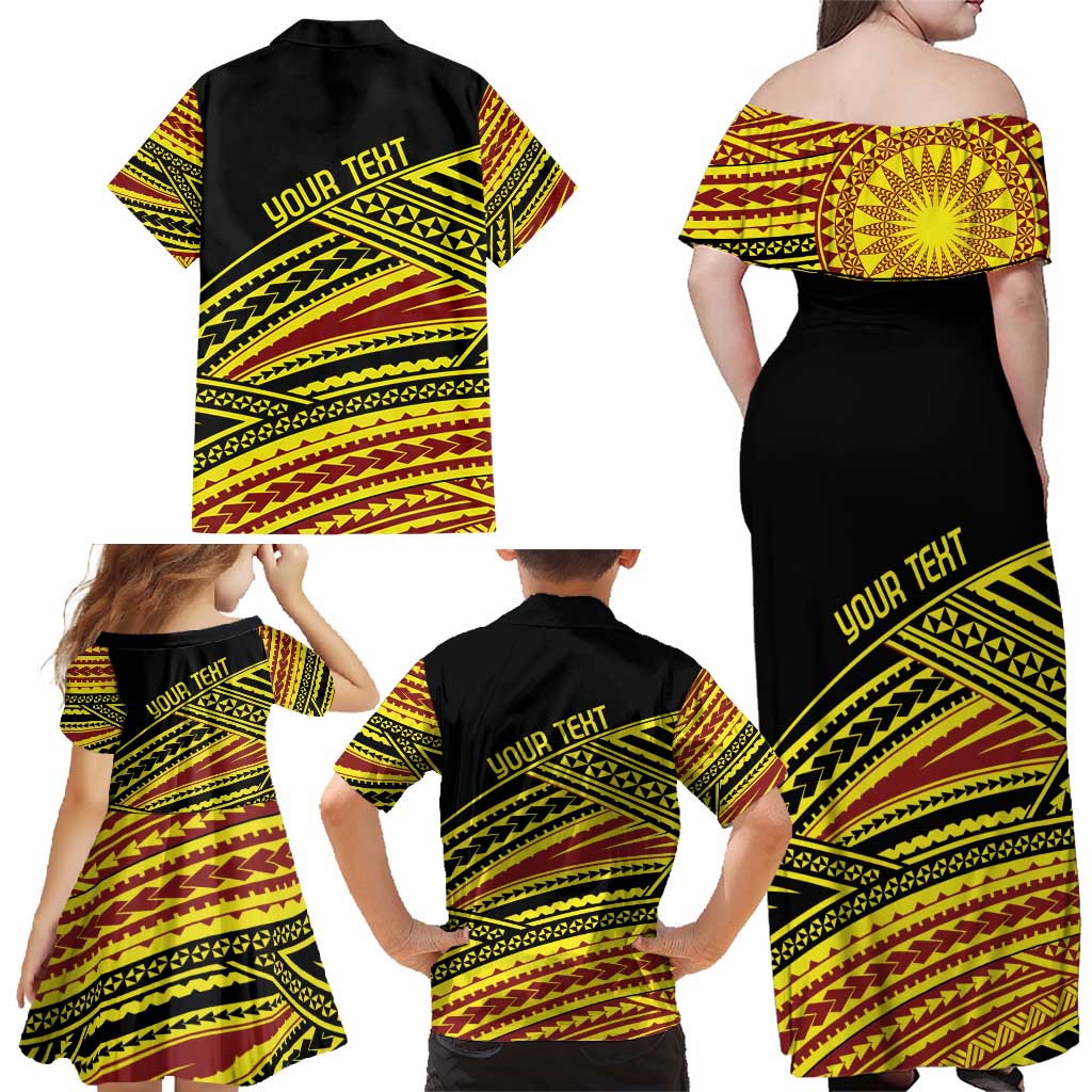 Personalised Tonga Ha apai High School Family Matching Off Shoulder Maxi Dress and Hawaiian Shirt Ngatu Fonulei Pattern