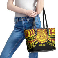 Personalised Tonga Ha apai High School Leather Tote Bag Ngatu Fonulei Pattern