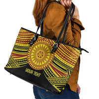 Personalised Tonga Ha apai High School Leather Tote Bag Ngatu Fonulei Pattern