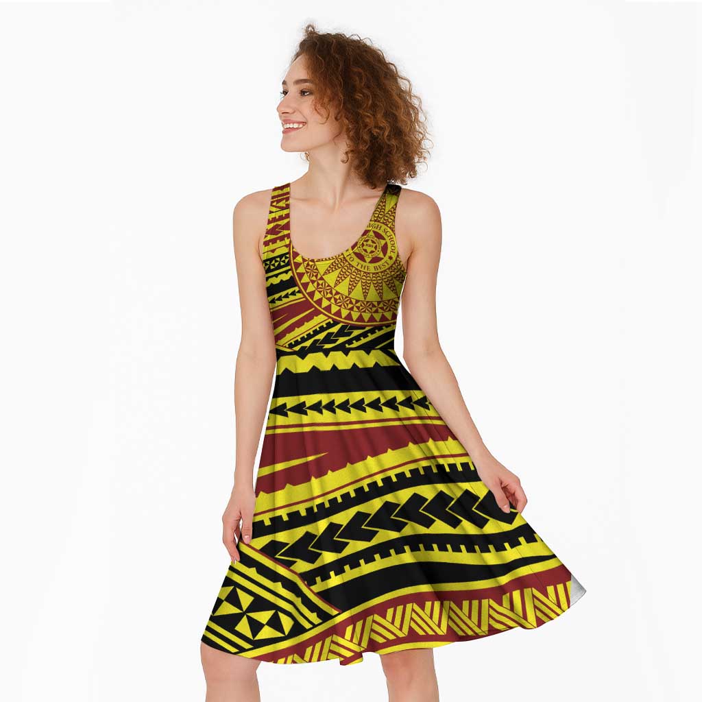 Personalised Tonga Ha apai High School Midi Dress Ngatu Fonulei Pattern - Polynesian Pride