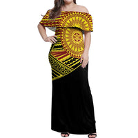 Personalised Tonga Ha apai High School Off Shoulder Maxi Dress Ngatu Fonulei Pattern