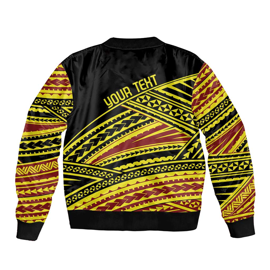 Personalised Tonga Ha apai High School Sleeve Zip Bomber Jacket Ngatu Fonulei Pattern