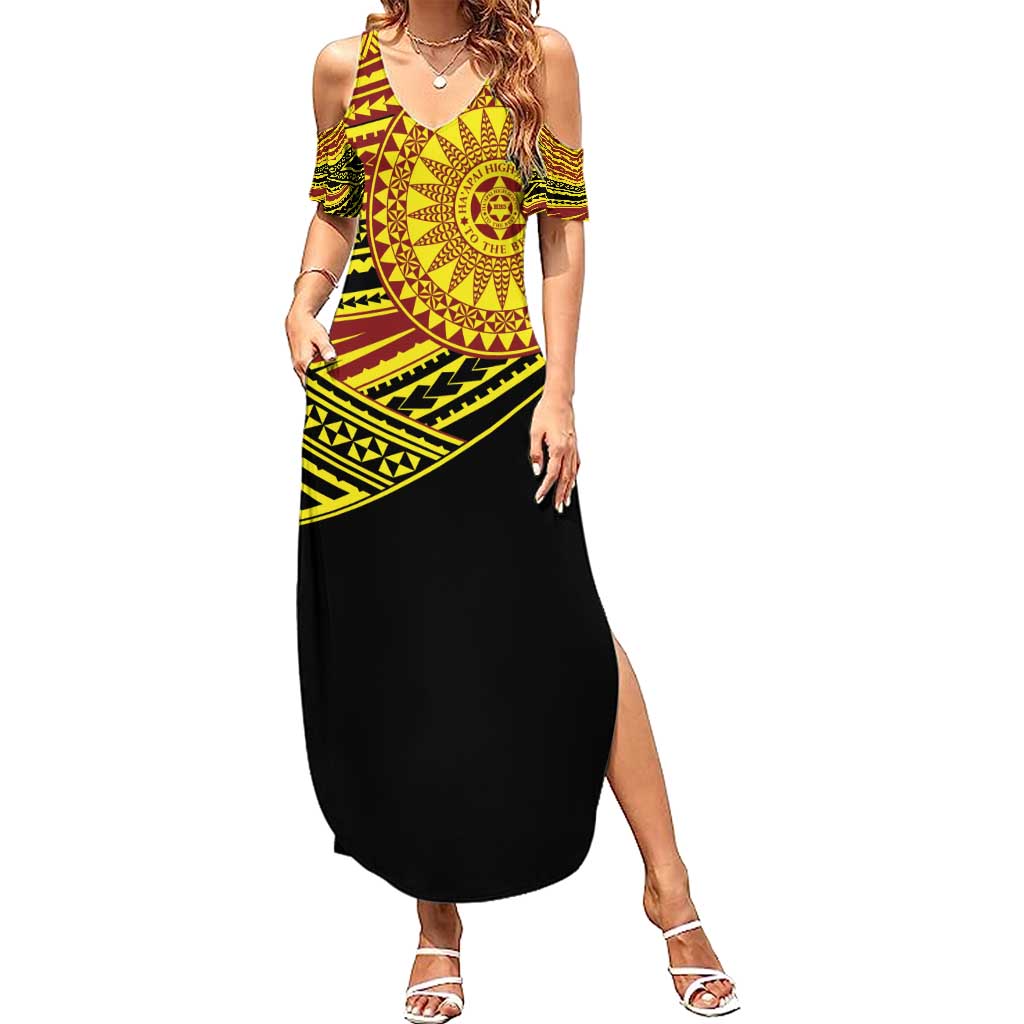 Personalised Tonga Ha apai High School Summer Maxi Dress Ngatu Fonulei Pattern