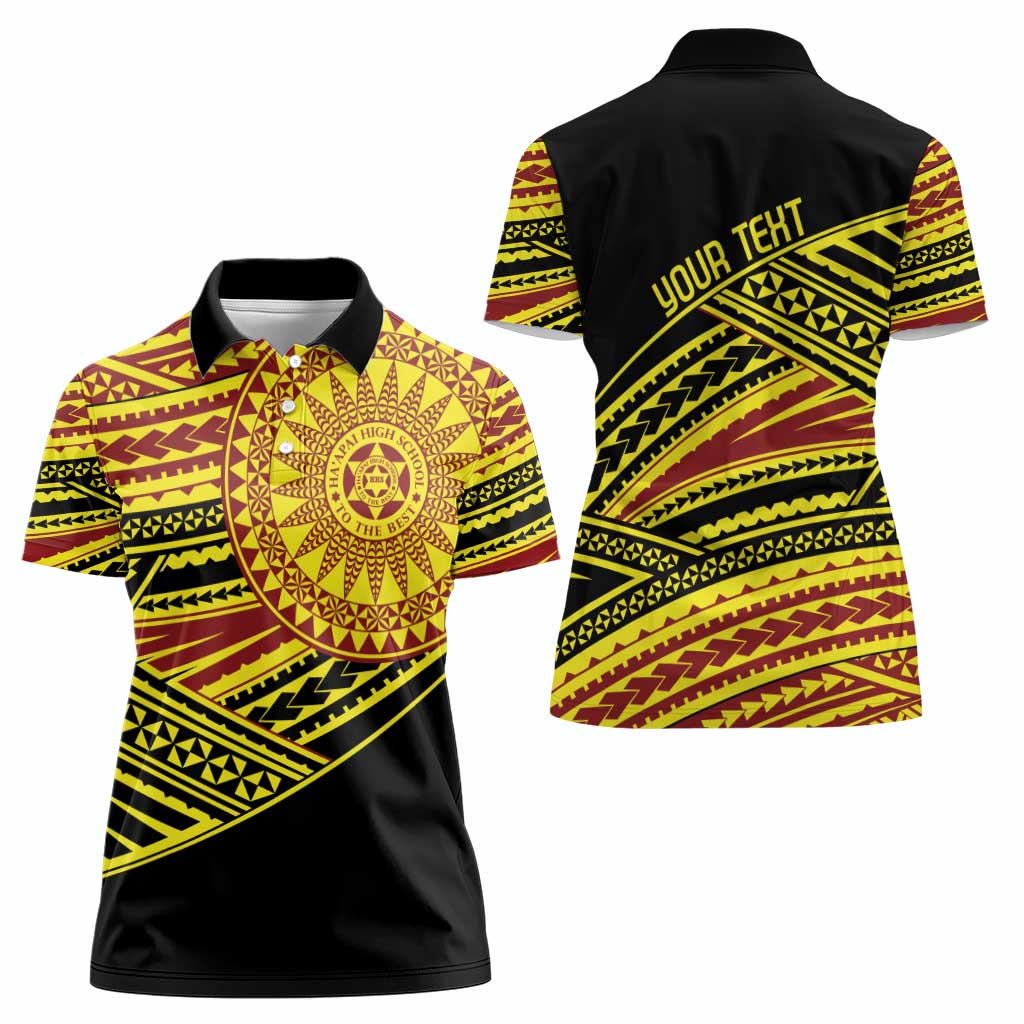 Personalised Tonga Ha apai High School Women Polo Shirt Ngatu Fonulei Pattern