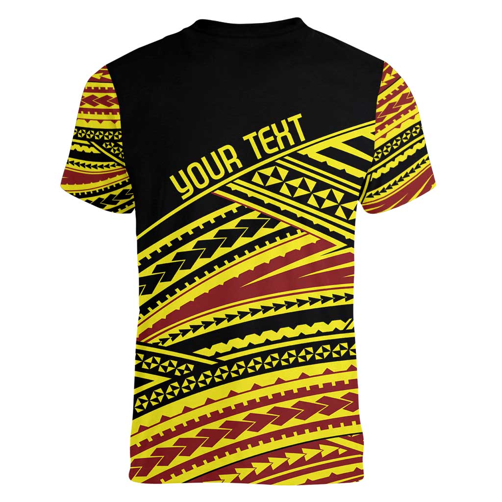Personalised Tonga Ha apai High School Women V-Neck T-Shirt Ngatu Fonulei Pattern LT9 - Polynesian Pride