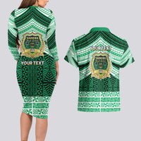 Personalised Tonga Saineha High School Couples Matching Long Sleeve Bodycon Dress and Hawaiian Shirt Polynesian Ngatu Tribal